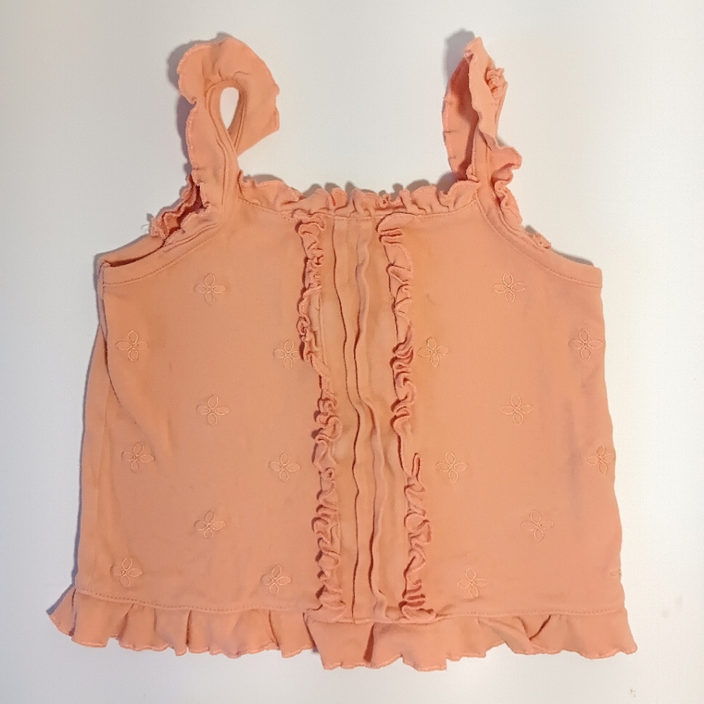 Peach Ruffle Embroidered Girls' Top